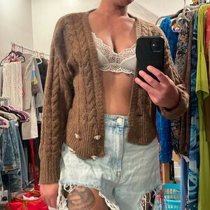 Y.A.S. Brown Cardigan with Pearl Buttons